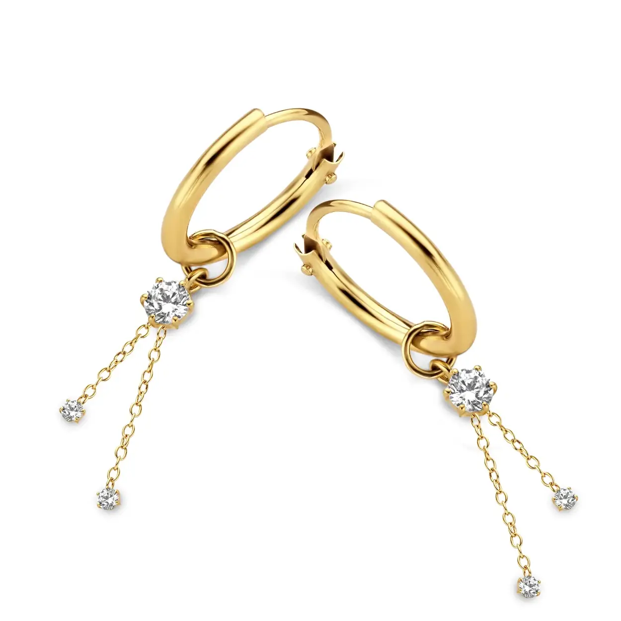 new bling oorbel met creoolhanger steentjes