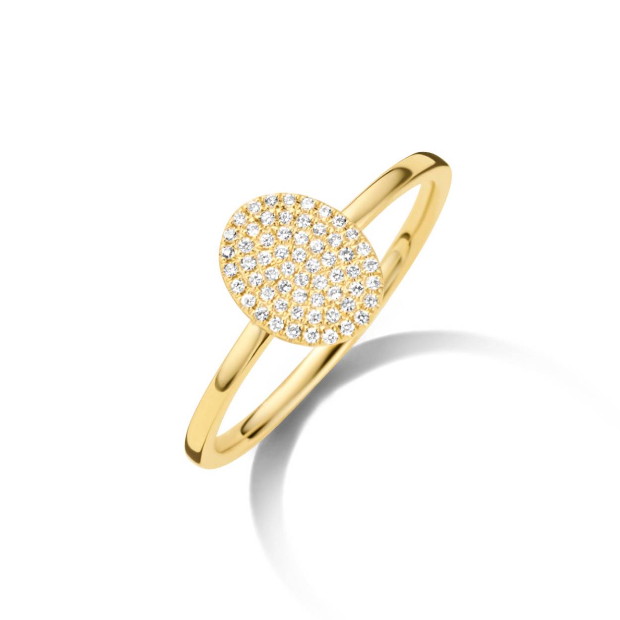 Geel gouden ring met 0.11ct briljant rond cirkel