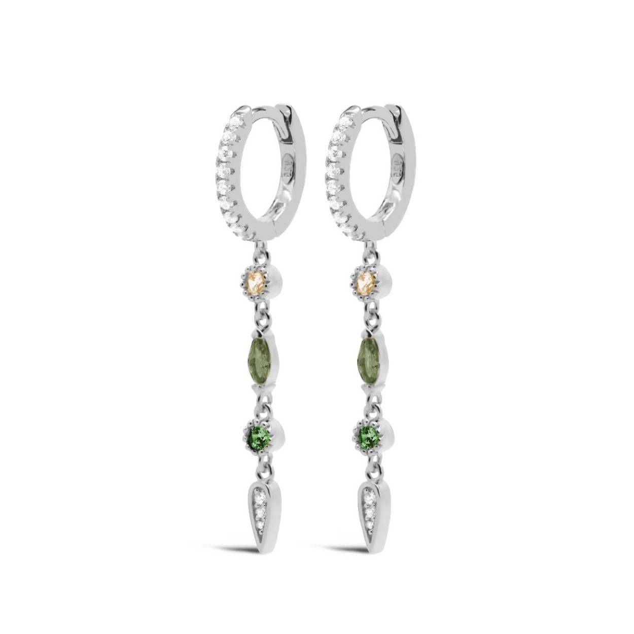 Karma Jewelry Hinged Hoops LIZZY Emerald Green Silver