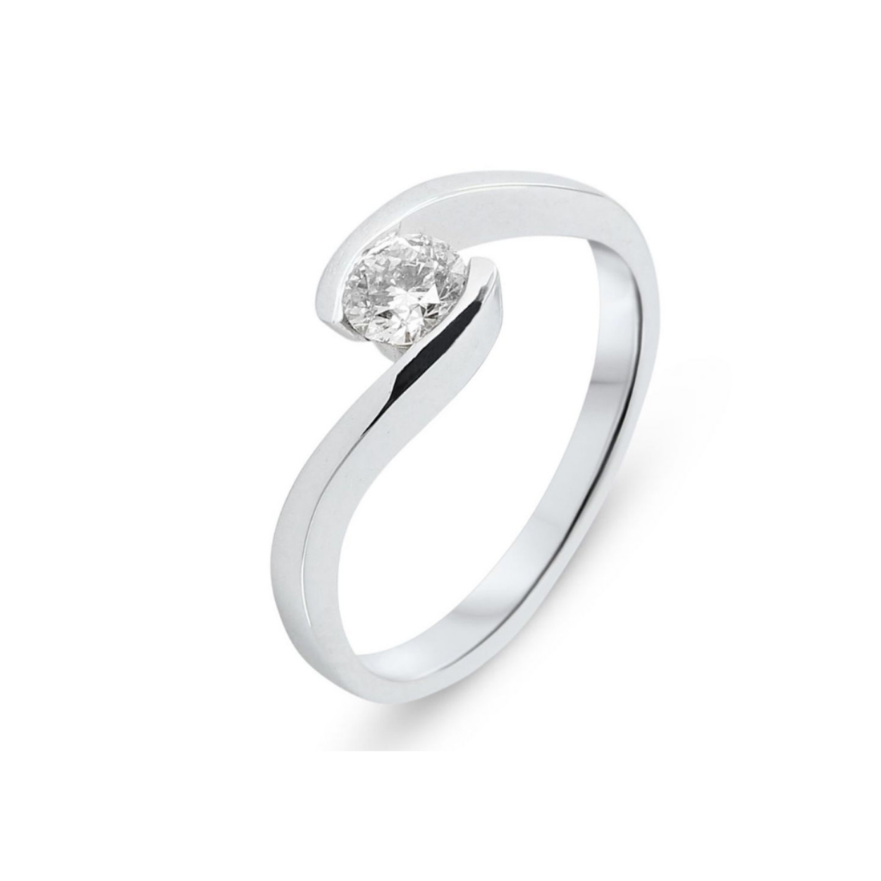 BAGUE OR BLANC 18k ET DIAMANT 0.49ct GVS1