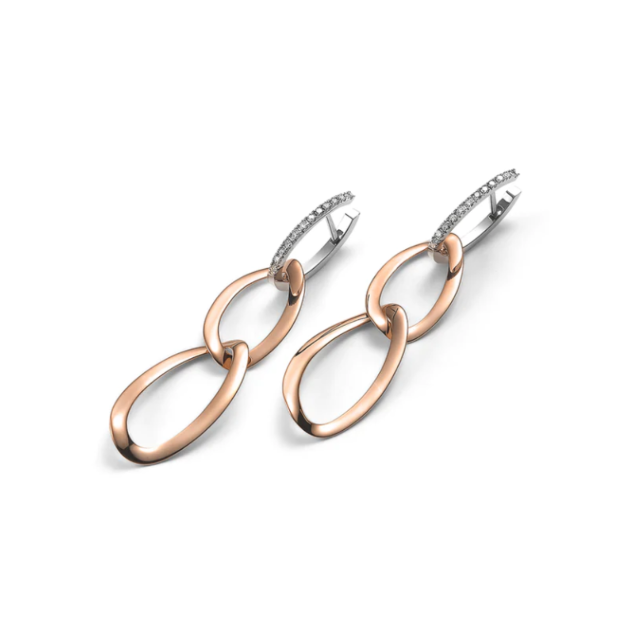 Hiroko oorbellen mattioli in 18 kt rosegoud en witgoud met diamant