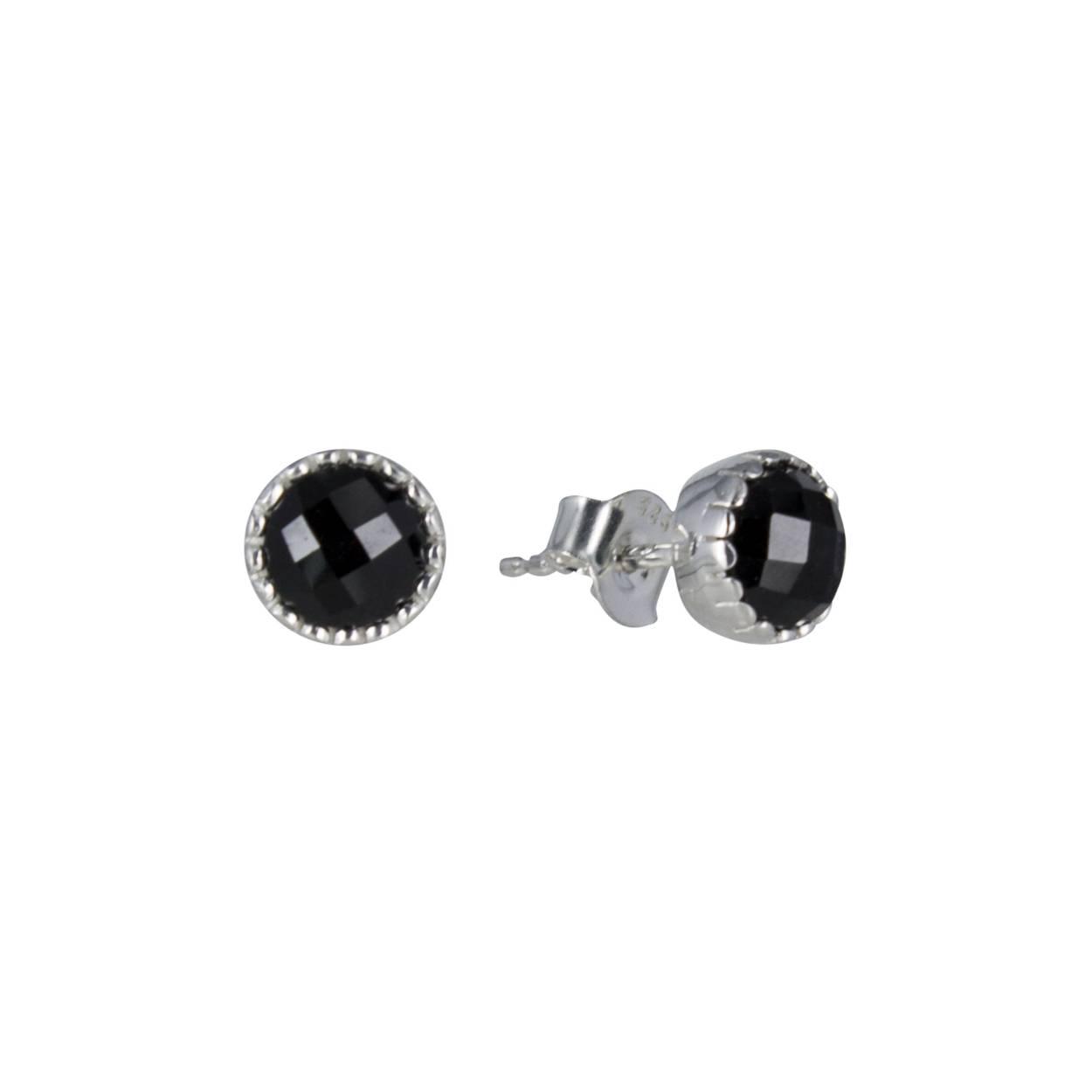 oorsteker zilver
checker geslepen, ronde steen van 5mm met mille griffe zetting