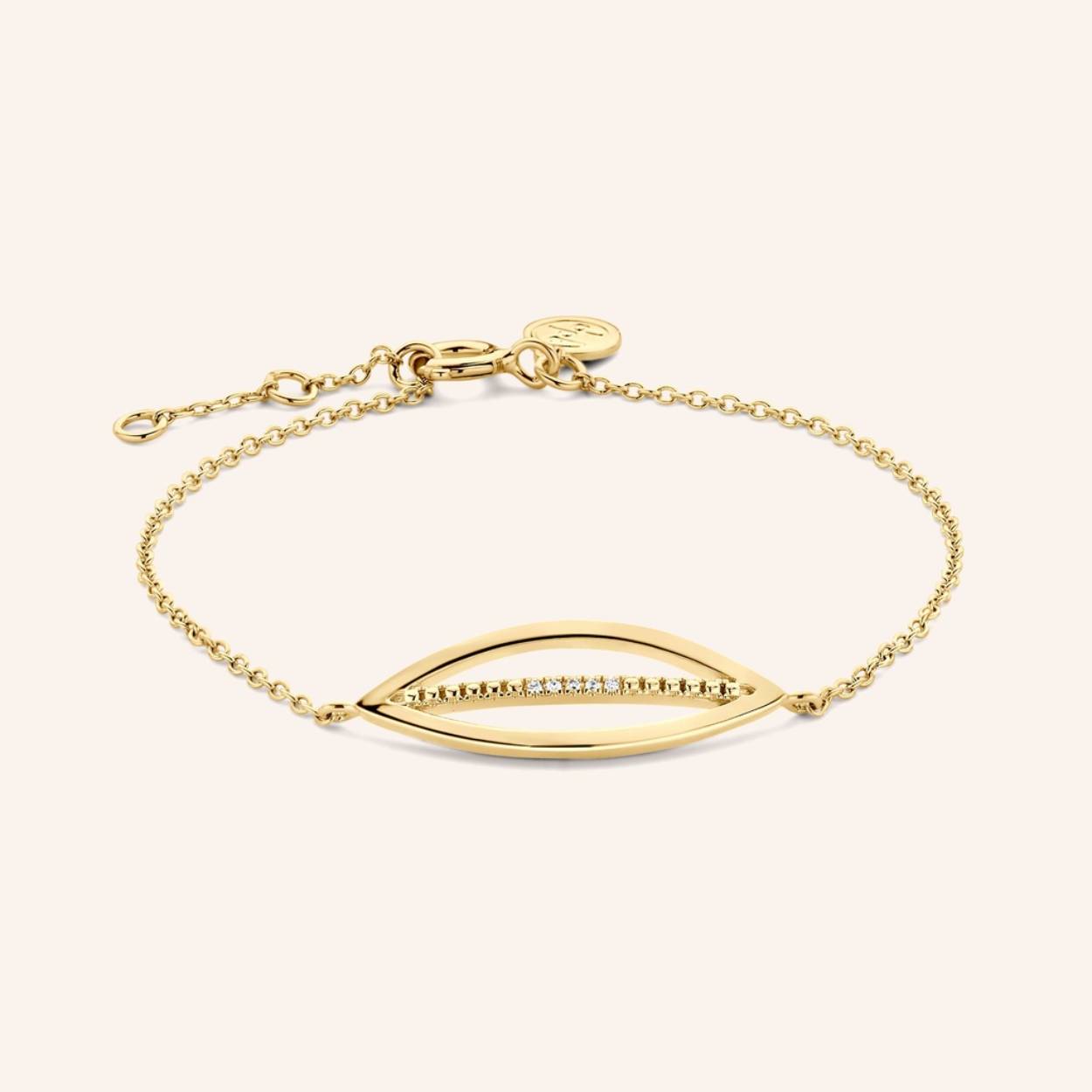 Ref: M2418 | Armband aan ketting | 925 sterling zilver | 25.00 x 8.50 x 1.40mm | Witte diamant: 5 st