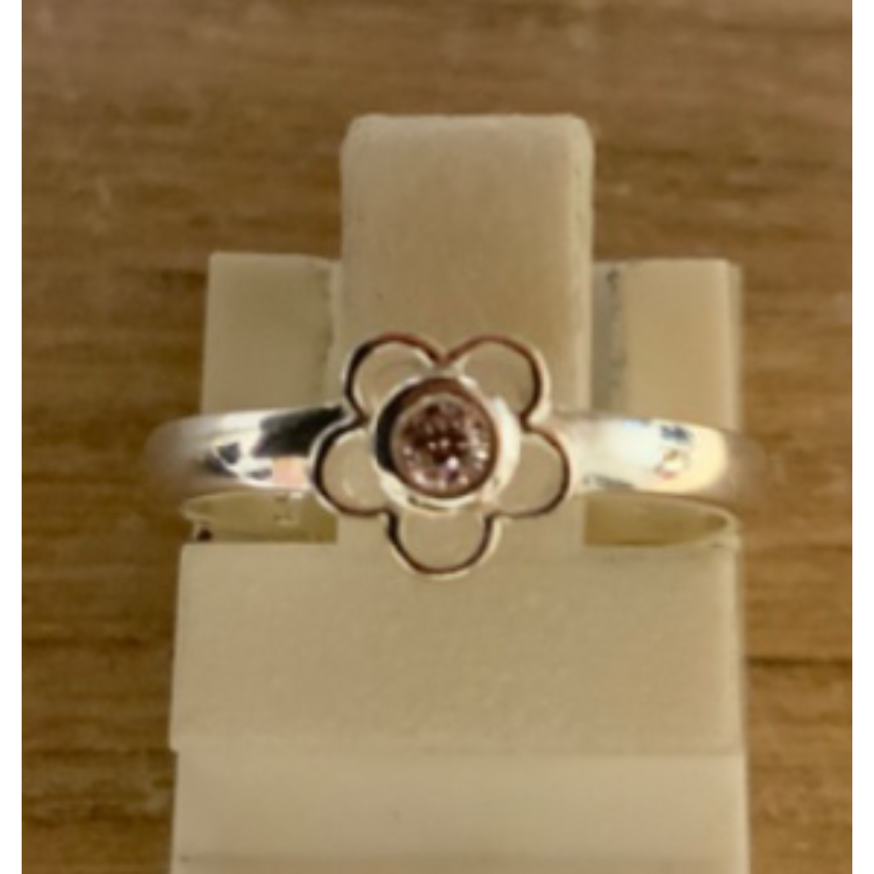  Ring bloem roze zirconia