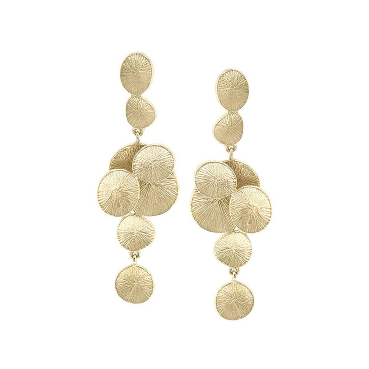 Jorge Revilla LILY collectie oorbellen in getextureerd Sterling Zilver 925 en 18k goud verguld.