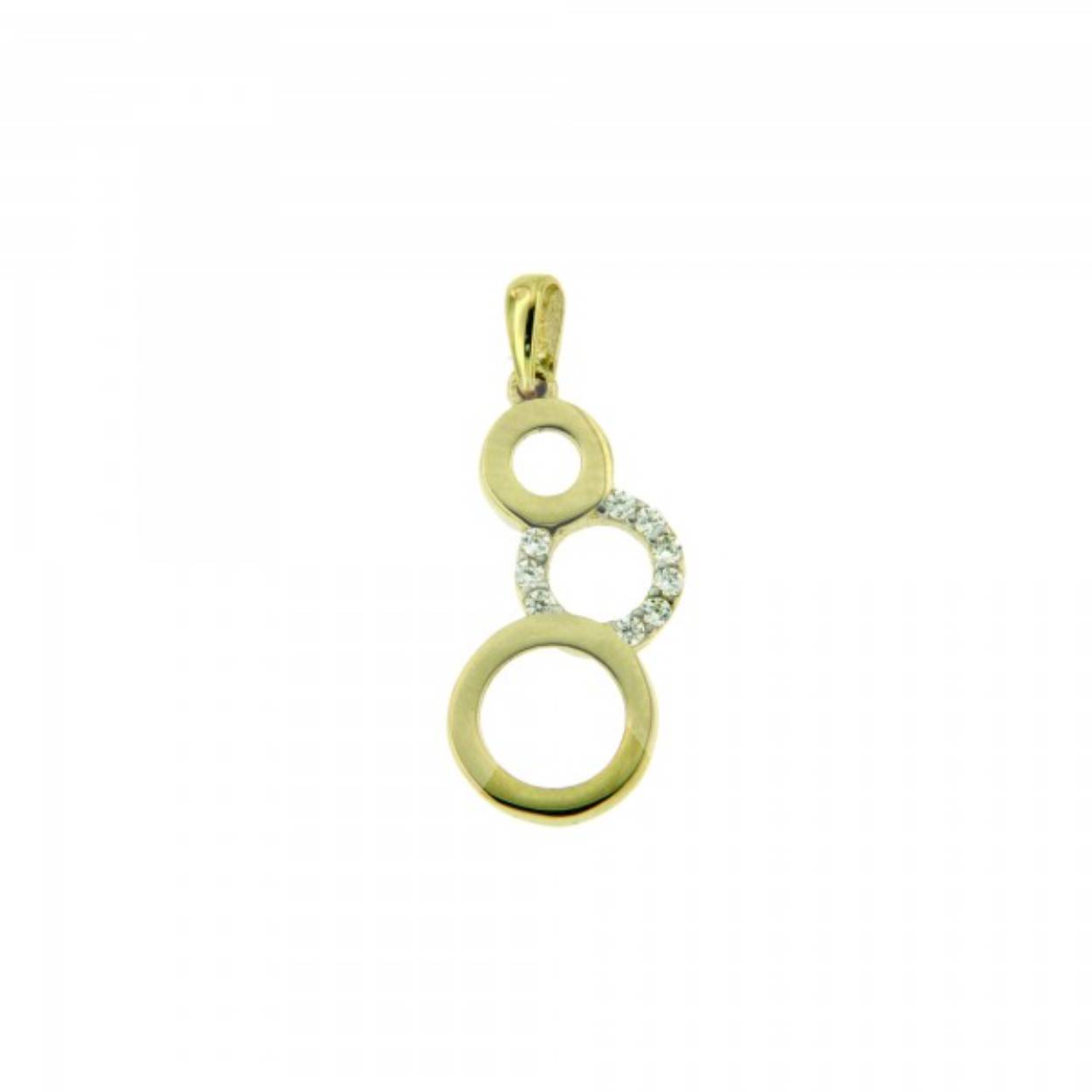 Gouden hanger fantasie 3 cirkels, zirkonia