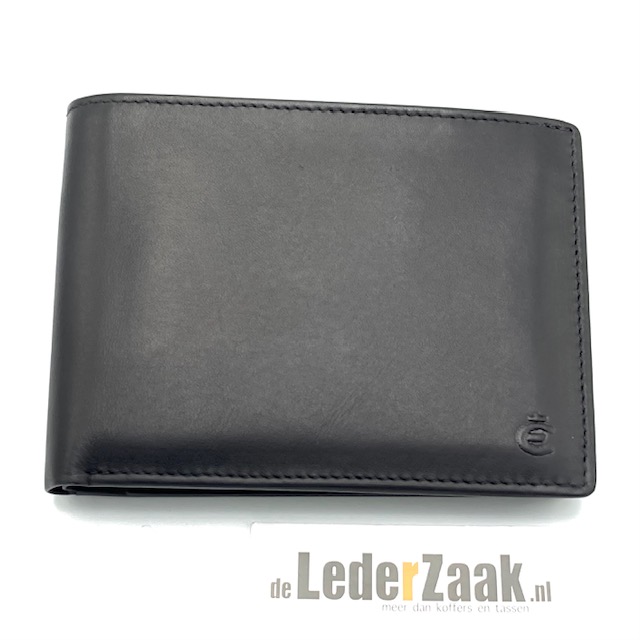 Esquire creditcard map/billfold
Deze portemonnee heeft ruimte voor ten minste 12 pasjes. 
8 pasjes zijn veilig opgeborgen door het zogeheten CARD SAFE systeem. Hierdoor vallen pasjes er niet uit.
Deze creditcard map heeft geen ruimte voor munten. Wel heeft het twee vakken voor bankbiljetten.

Afmetingen:
12,5 x 9,5 x 2 cm