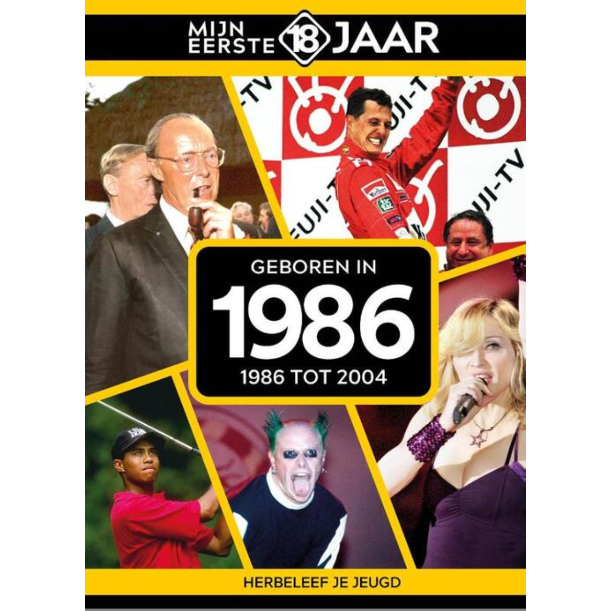 MIJN EERSTE 18 JAAR; GEBOREN IN 1986 De jaren van 1986 tot 2004 Mijn Eerste 18 Jaar is hét boek vol met ‘oh ja!’-momenten. Droom weg bij alle hoogtepunten uit jouw jeugd. Zo beleef je de meest spraakmakende momenten uit de eerste 18 jaar van jouw leven opnieuw. Aan welke hits, films en tv-programma’s heb je mooie herinneringen? Hoe was de mode toen, het straatbeeld en de rages? Welke sporthelden zijn je bijgebleven? En wat was het nieuws waar iedereen het over had? Mijn Eerste 18 Jaar staat boordevol jeugdsentiment. Met maar liefst 182 pagina’s aan kleurrijke foto’s, anekdotes en iconische beelden uit jouw jonge jaren. Ook hebben we per jaar de grootste hits voor je verzameld. Scan de code en beluister jouw hits. Begin met bladeren en herbeleef je jeugd!