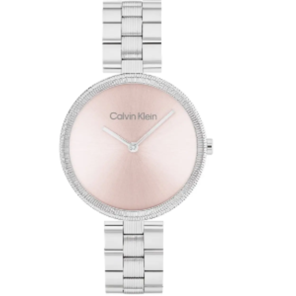 Calvin Klein CK25100015 Dames Staal Horloge 32mm 
Dit Calvin Klein dameshorloge met nr CK25100015 is een chique en minimalistisch ontwerp. De stijlvolle zilverkleurige ronde stalen kast heeft een gekartelde bezel. Deze kartels lopen ook mooi over in de stalen schakelband. Op de blush sunray wijzerplaat zijn de fijne wijzers goed zichtbaar. Het sierlijke horloge heeft een mineraalglas, een doorsnee van 32mm en is 3ATM.

OVER CALVIN KLEIN
Calvin Klein is een wereldwijd lifestylemerk dat gewaagde, vooruitstrevende idealen en een verleidelijke, vaak minimalistische, esthetiek nastreeft. Calvin Klein werd groot in de jaren 70 door haar mode- en merkjeans collecties. In de jaren 80 lanceerde Calvin Klein haar spraakmakende ondergoed dat uitdrukkelijk van logo &rsquo;s voorzien was. Vanwege het grote succes is het merk ook succesvol uitgerold in Accessoires, Parfums, Home, Brillen, Golf, Horloges en Sieraden.
Sinds de oprichting in 1968 door Calvin Klein, heeft het merk haar reputatie opgebouwd als leider in de Amerikaanse mode, dankzij een cleane esthetiek en innovatieve ontwerpen. Calvin Klein wil haar publiek verleiden en inspireren door middel van provocerende beelden en opvallende ontwerpen die prikkelen. 

SPECIFICATIES:
- Mineraalglas
- Zilverkleurige stalen kast
- Blush sunray wijzerplaat 
- Zilverkleurige schakelband
- Ronde kastvorm, &Oslash; 32mm
- 3ATM