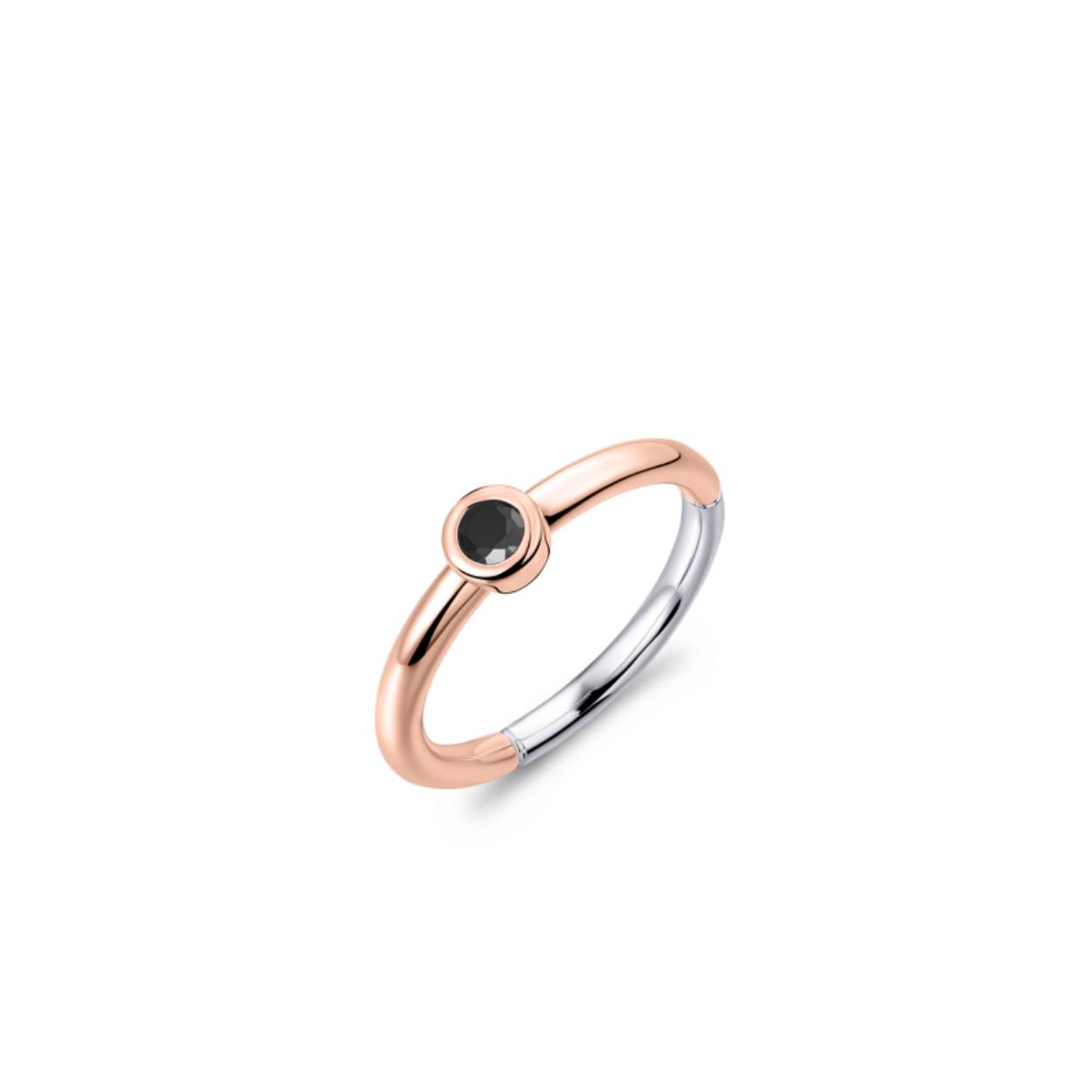 Gisser Jewels Ring with a black Zirconia Stone | 4,5 mm Stone | Rose Gold Plated Silver