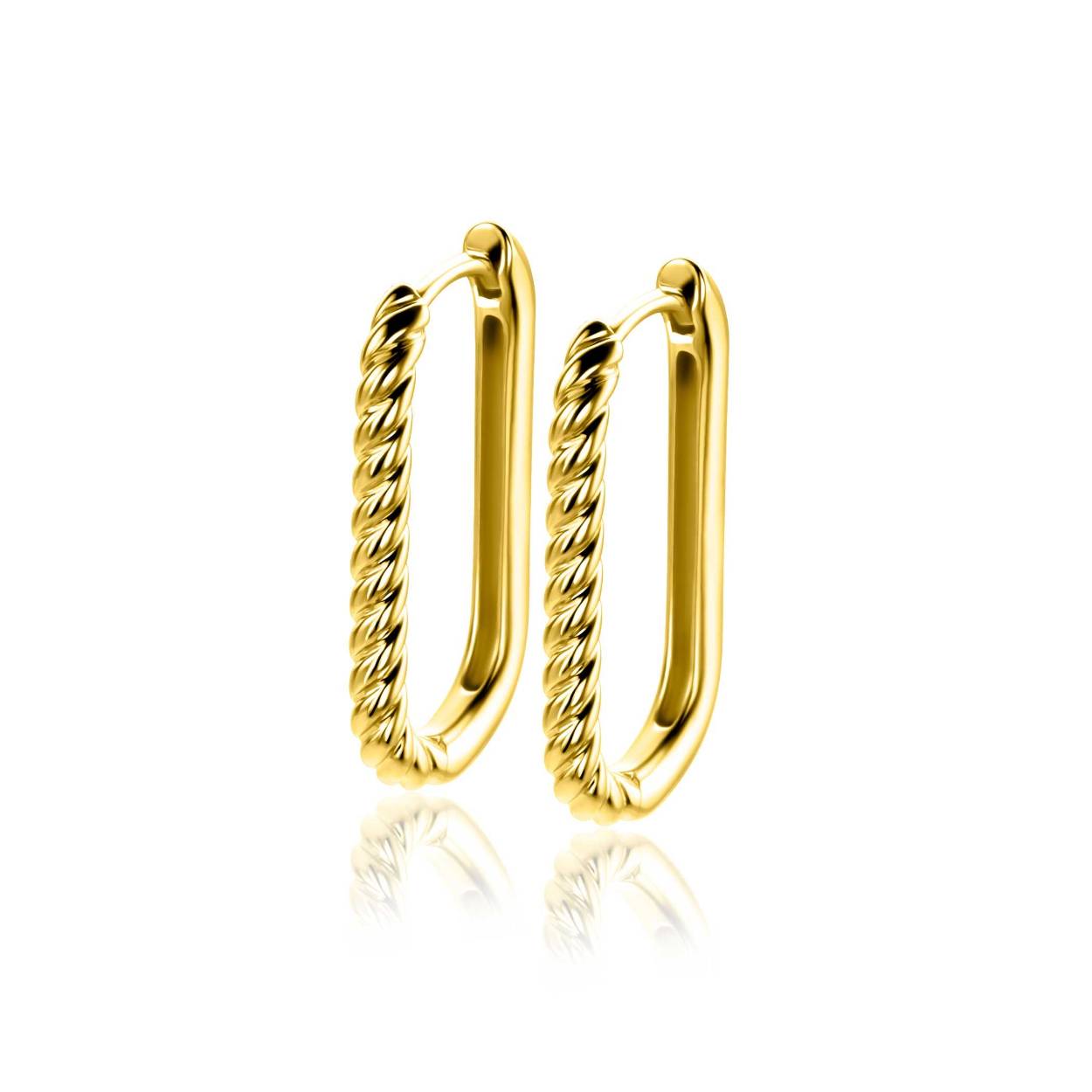 ZINZI gold plated zilveren oorringen (24x2mm) in ovale vorm met een gedraaide buis (zoals een wokkel). Met luxe en gemakkelijke klapsluiting. Vervaardigd van eerste gehalte zilver (925) en extra geel verguld.