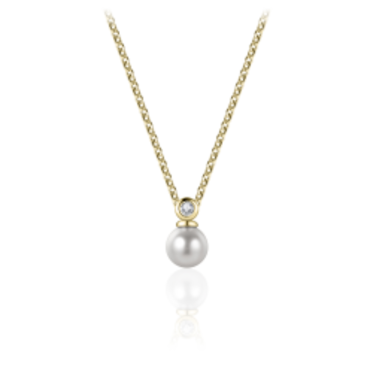 Ketting goldplated op zilver met mini zirconia en een parel