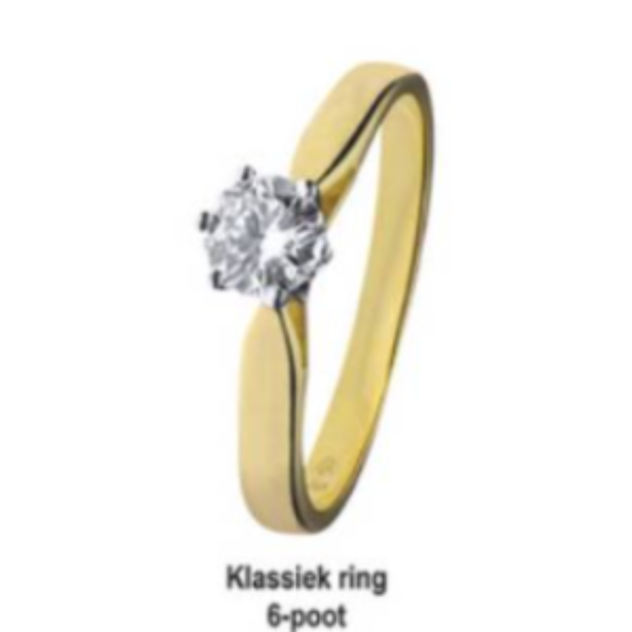 Eclat witgouden solitair ring 6-poots , 1 x 0.35crt H/SI maat 17