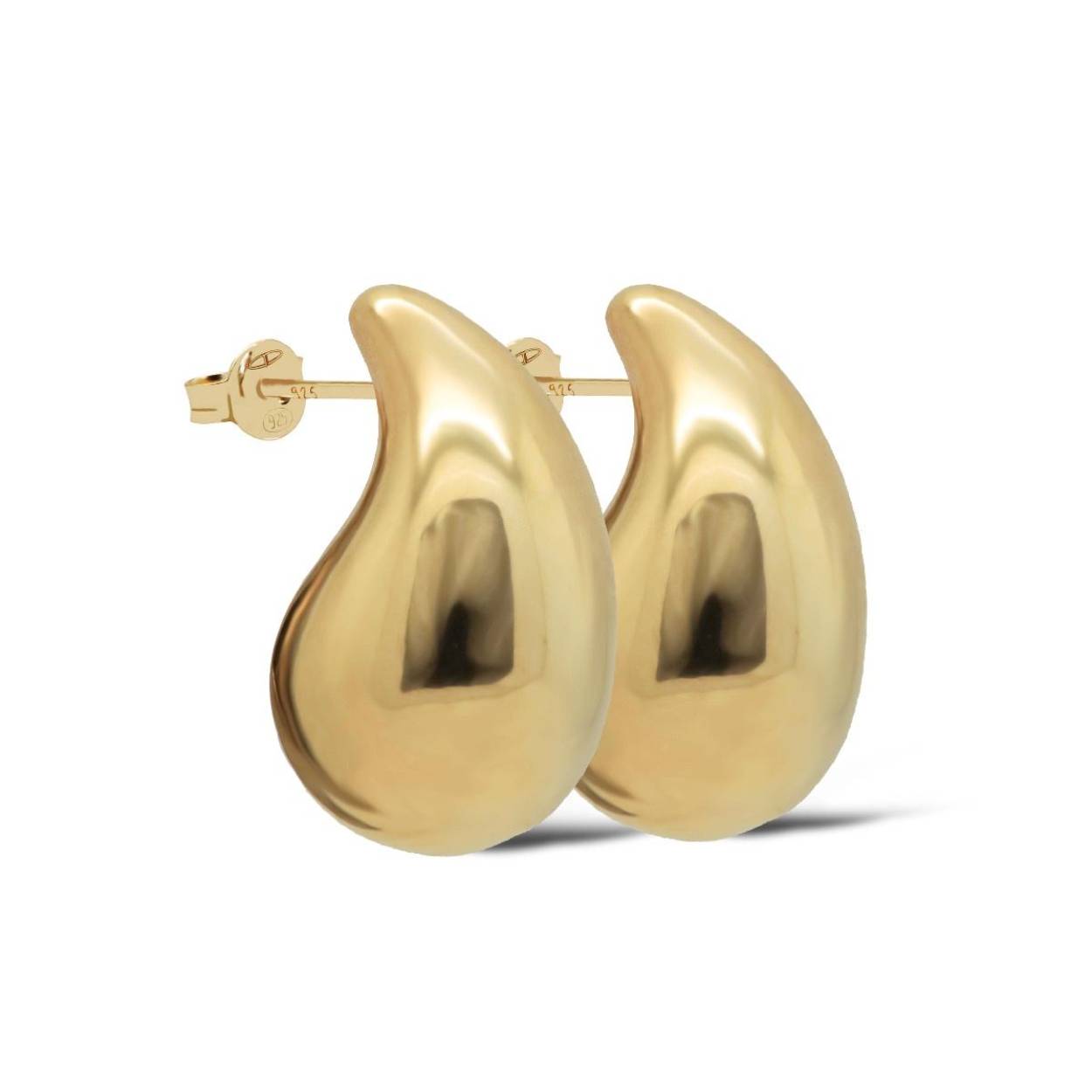 zilveren Karma oorstekers, Symbols XL CHUNKY DROP 25MM Goldplated