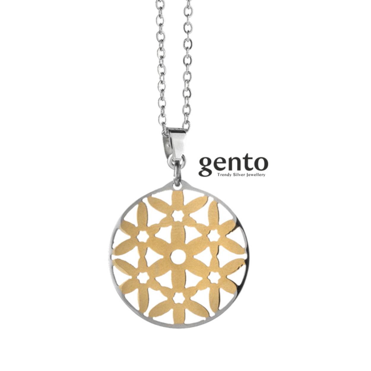 ketting met hanger in zilver en goudkleur