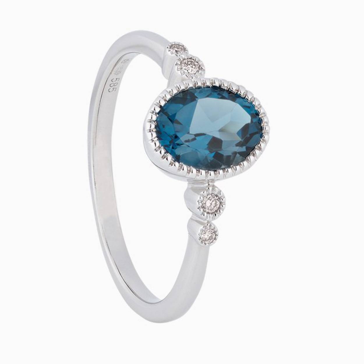 Eclat ID117R Witgouden Ring met Blauw Topaas en 0.03ct