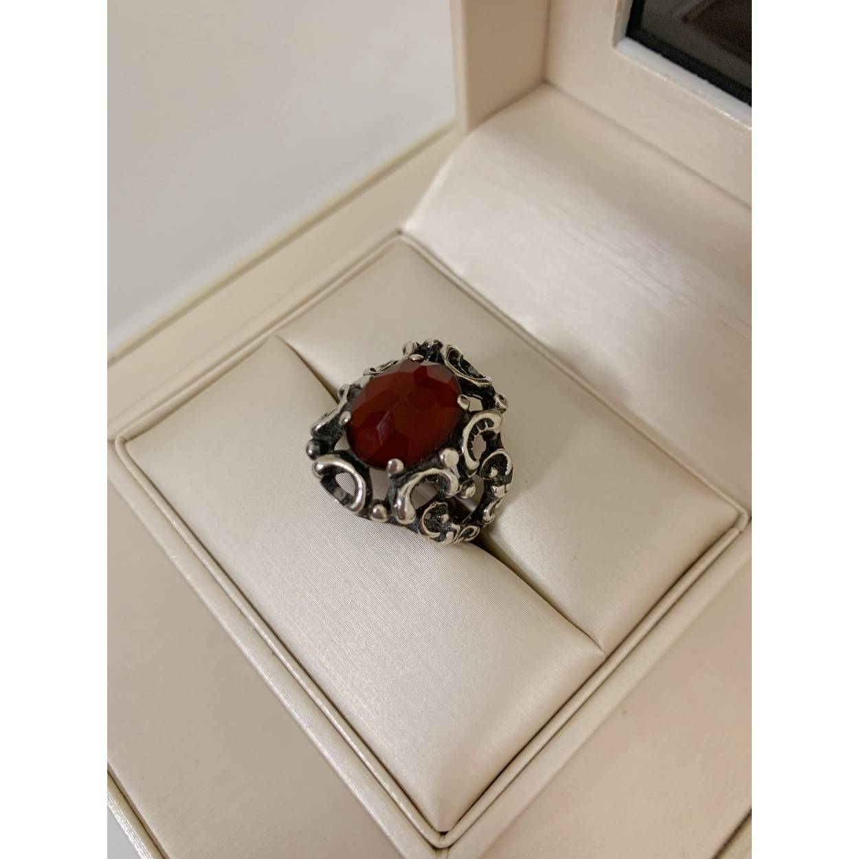 VINTAGE zilveren ring - carneool