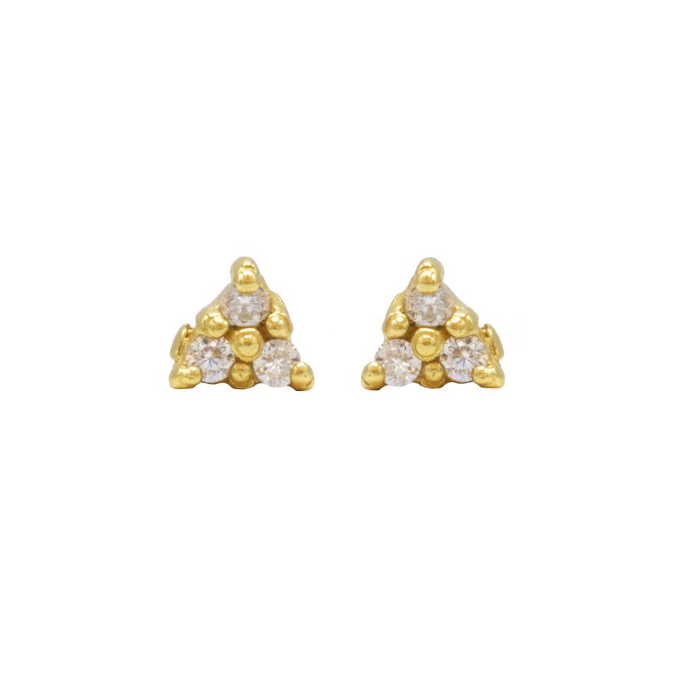 Karma Zirconia Symbols Triple Dots Goldplated