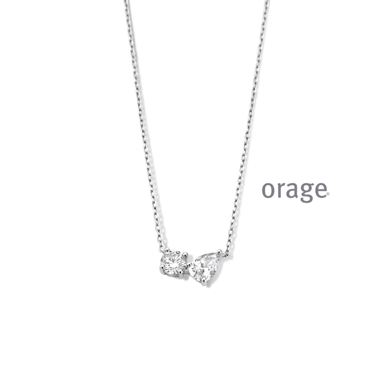 Zilveren collier (40 + 2,5 + 2,5 cm) met zirkonia's van het merk Orage
Bijhorende oorstekers ook verkrijgbaar
Ook verkrijgbaar in de goudkleurige versie