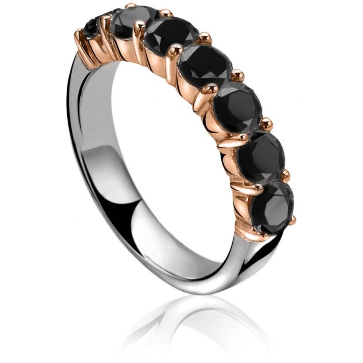 Zinzi zilveren ring rosé verguld zwart zirkonia mt54 ZIR1000N