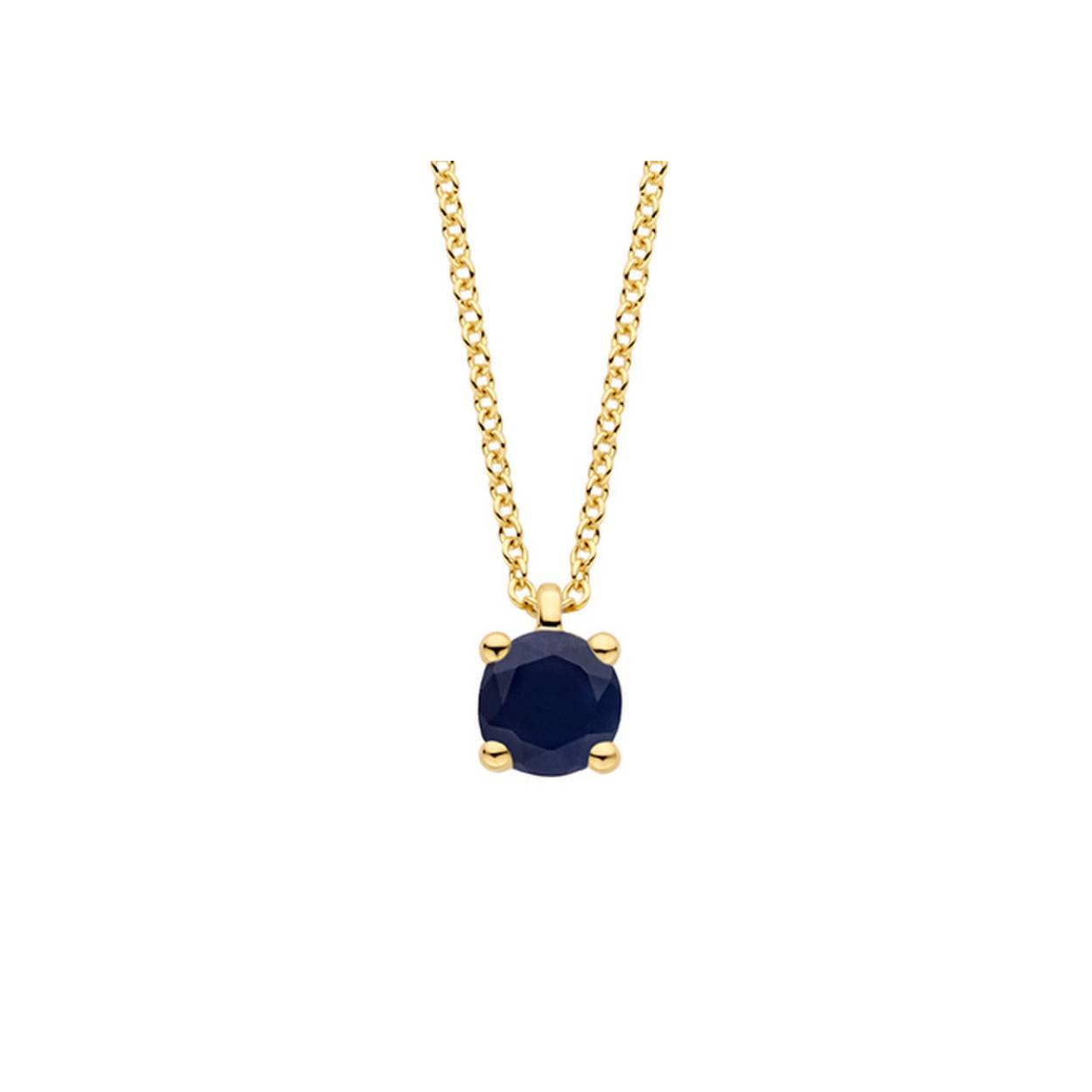 gouden Blush collier, September blauw saffier 4mm