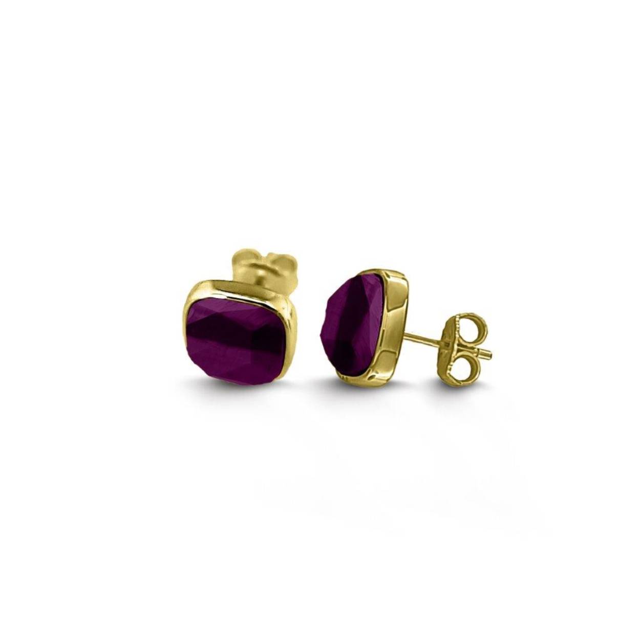 MY iMenso ODM "Blocco Amethyst" earrings(925/1Mgold-plated)