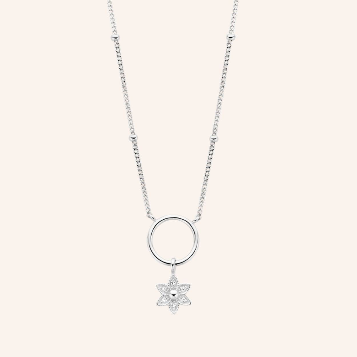 Zilveren collier bluebell + 0.018cts brilj
