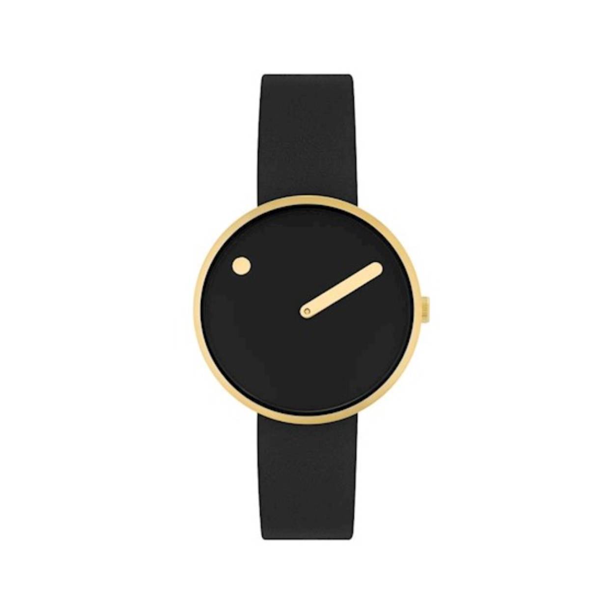 Double horloge met zwarte plaat en zwart leren band