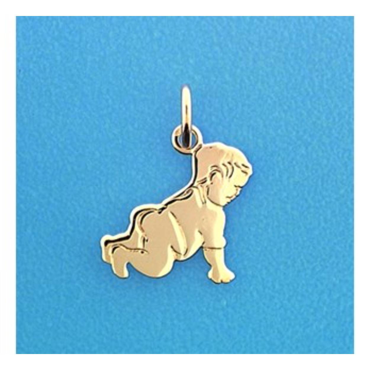 14 Karaat geel gouden hanger, kruipende baby.