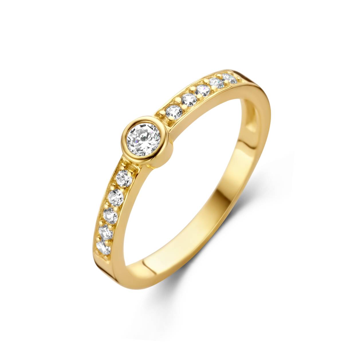 14k geelgouden ring met zirkonia van Joy & Julia