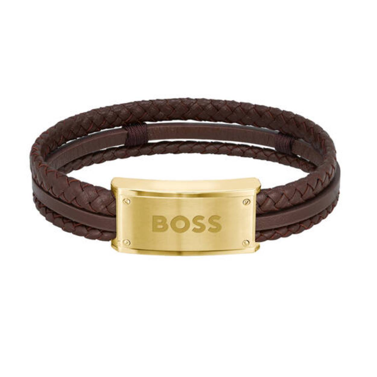 3in1 bruine leren armband met een vergulde stalen sluiting. De sluiting is te verstellen waardoor de armband ook korter gedragen kan worden