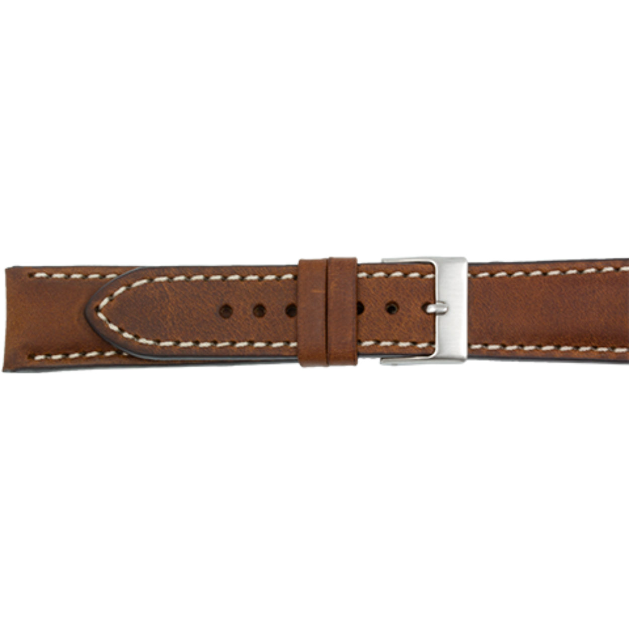 Horlogeband leder 560 Brown creme stiksel XL