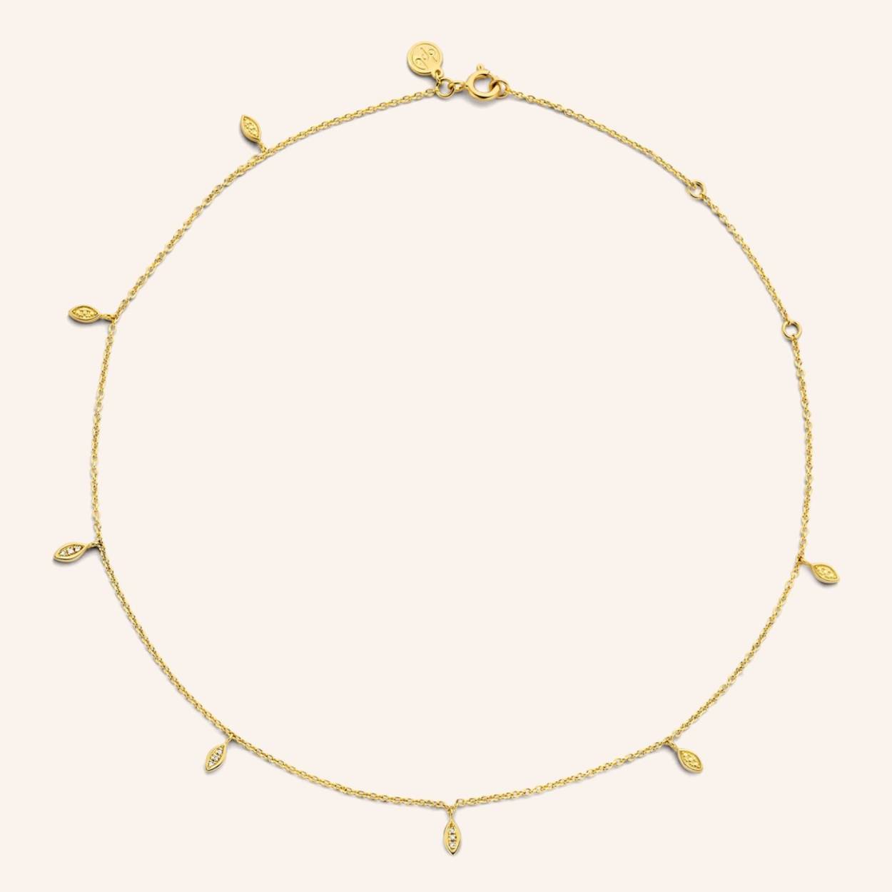 Ketting bella vita gold plated zilver + 0.036ct bril