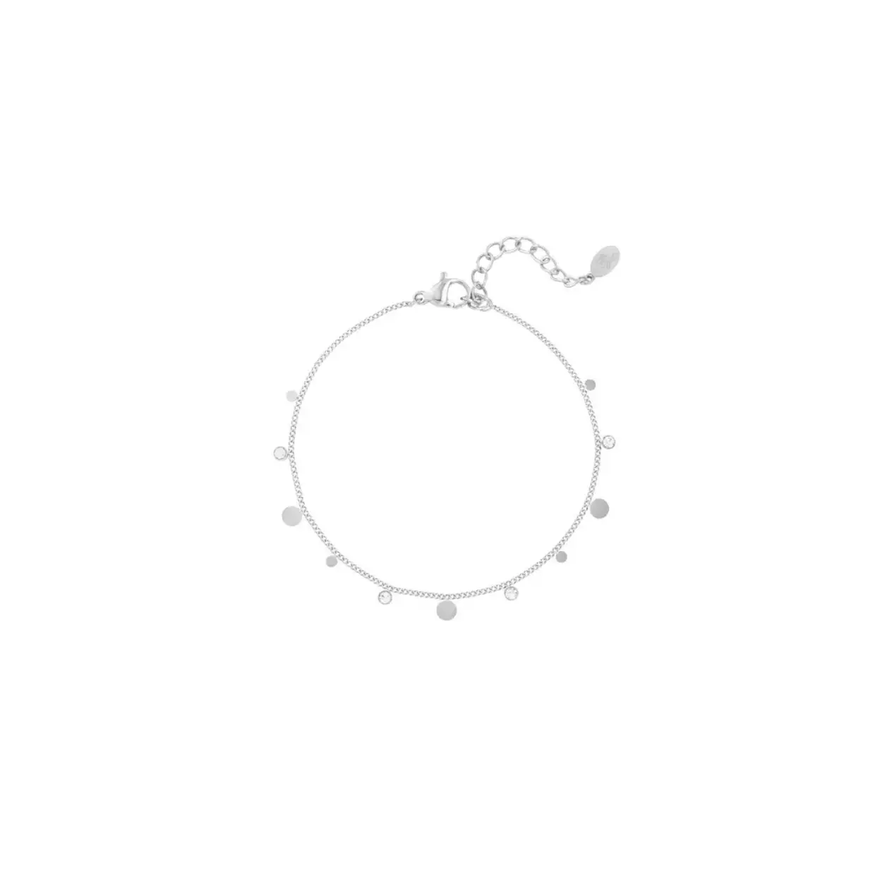 Bracelet simple with rhinestone details Silver Color Stainless Steel