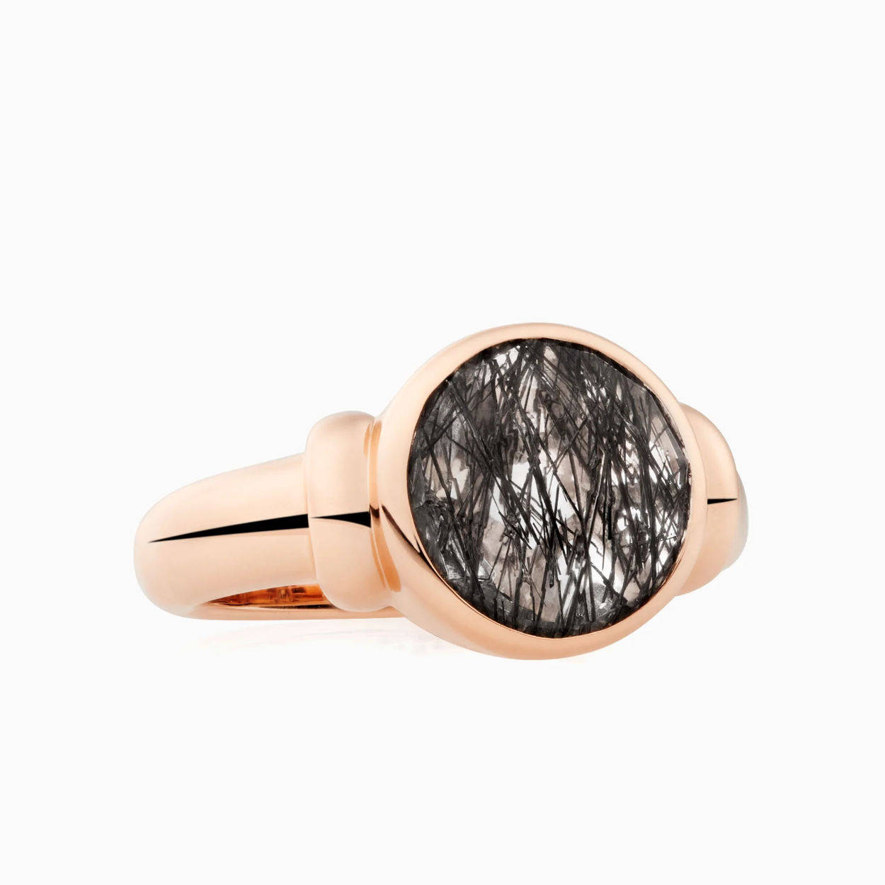 TOUJOURS AJOUR RING met briolet geslepen zwart rutielkwarts