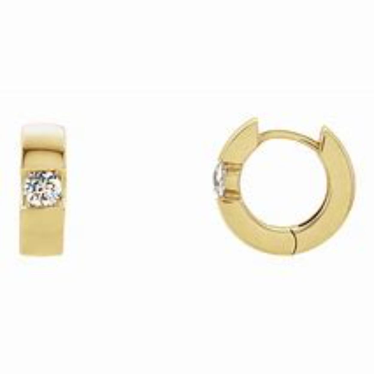 14k geelgouden oorringen met diamant
