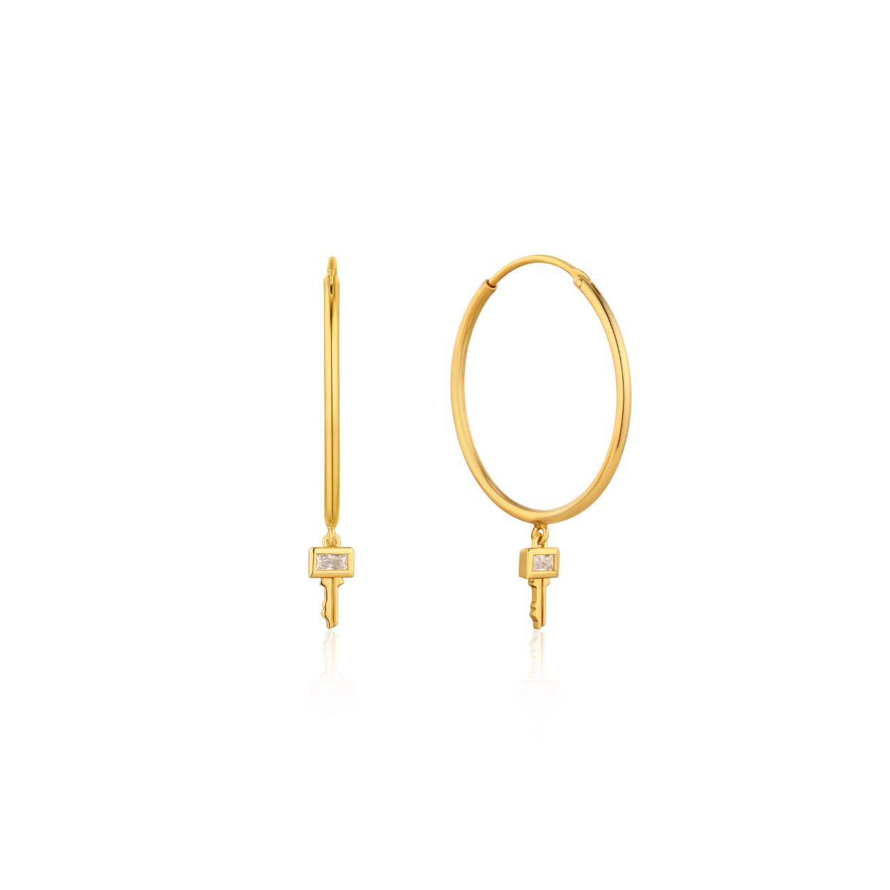 Met deze prachtige Key Hoop Earrings van Ania Haie speel je in op de laatste catwalktrend: chuncky hardware. De oorringen bestaan uit een hangertje van een sleutel met hierin een sprankelende zirkonia. Deze zorgt voor een schitterende finishing touch. Combineer de oorbellen met andere items uit deze collectie voor een complete look.