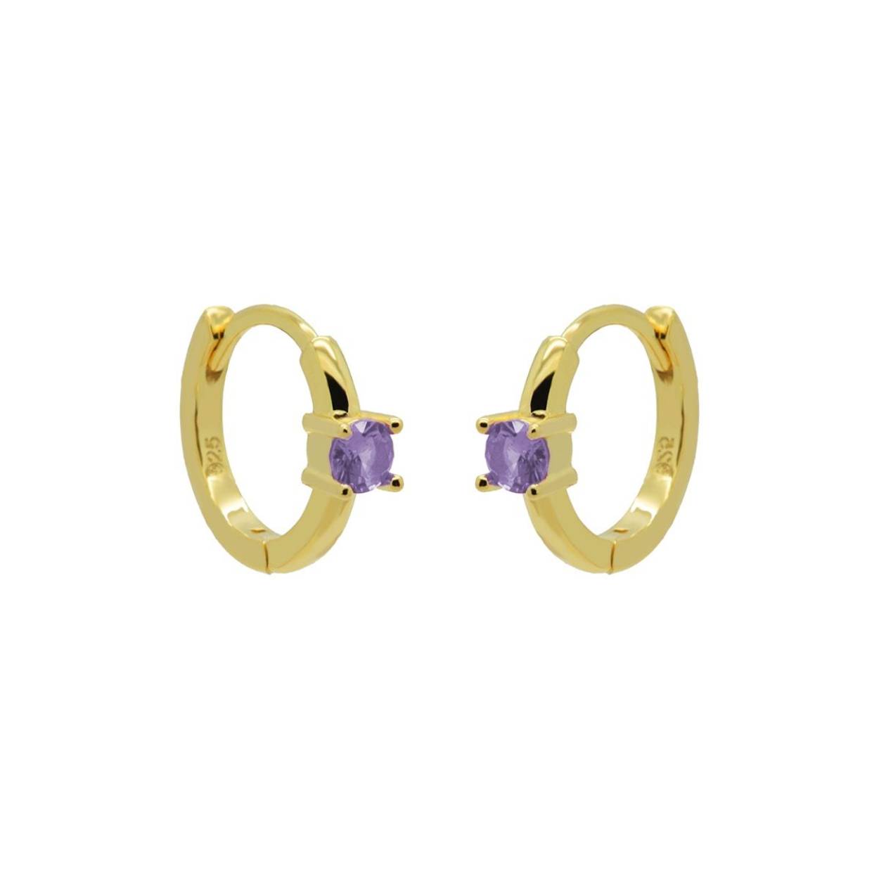 Karma Hinged Hoops Single Solid Lavender Zirconia 12MM Goldplated