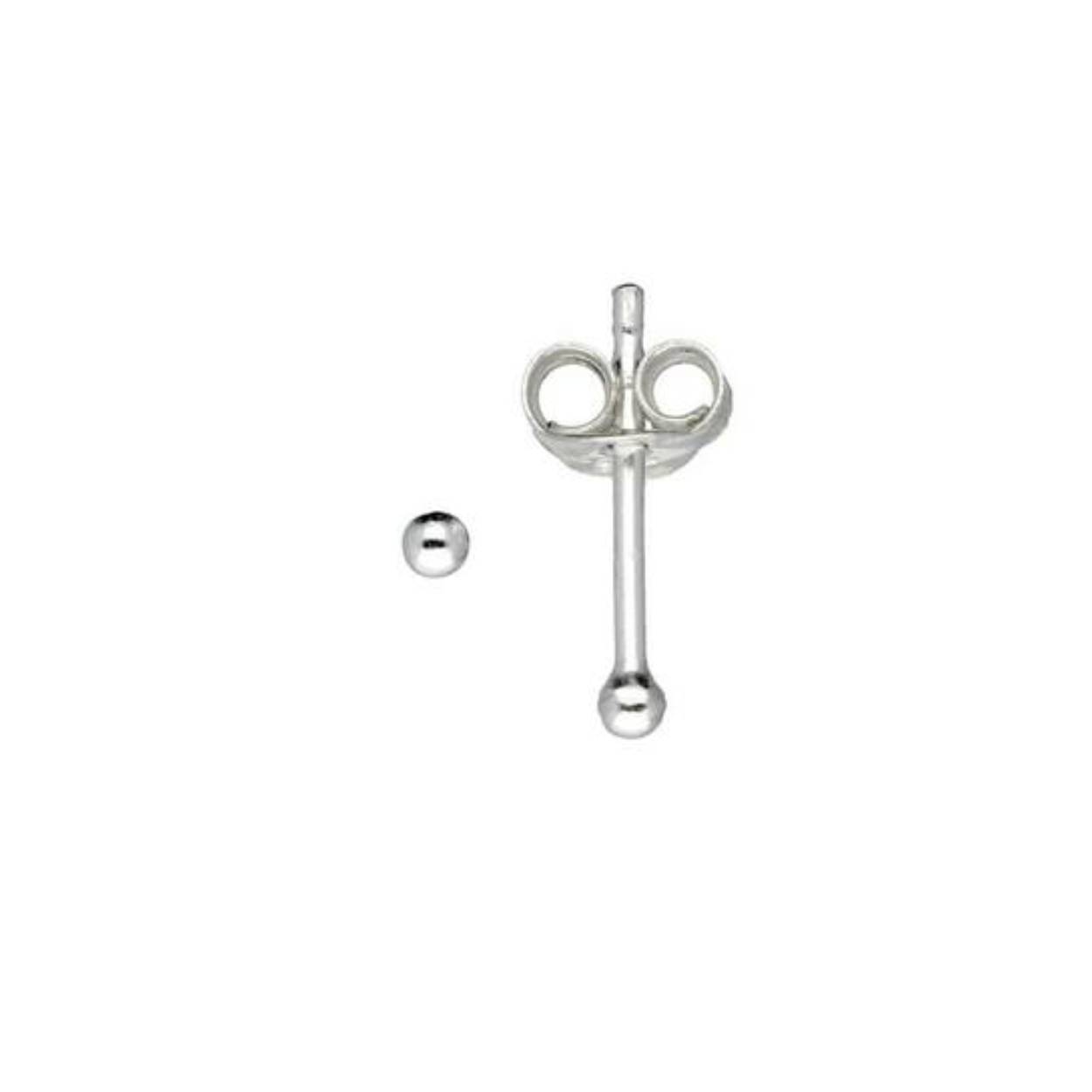 Zilver oorknop bolletje 2 mm glad 
