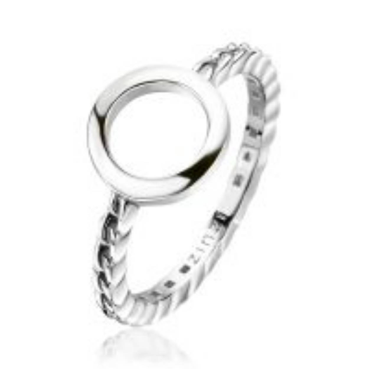 ZINZI zilveren ring met een opvallend glad open rondje en een gourmet schakel in maat 56