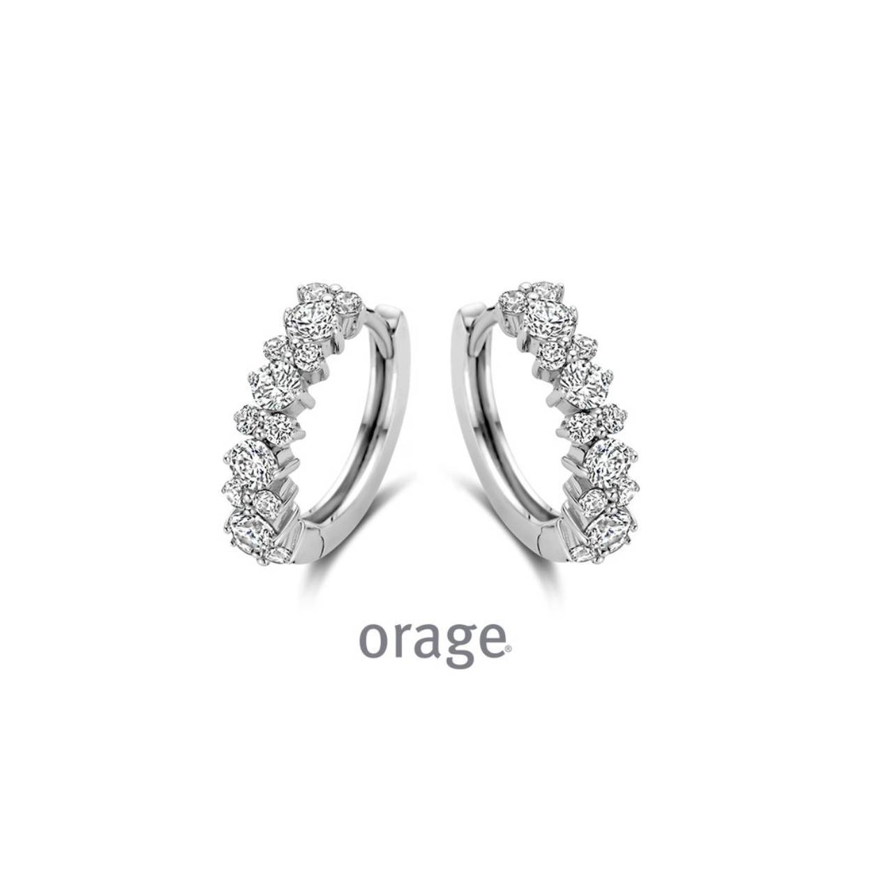 Orage oorringen zilver met zirkonia steentjes