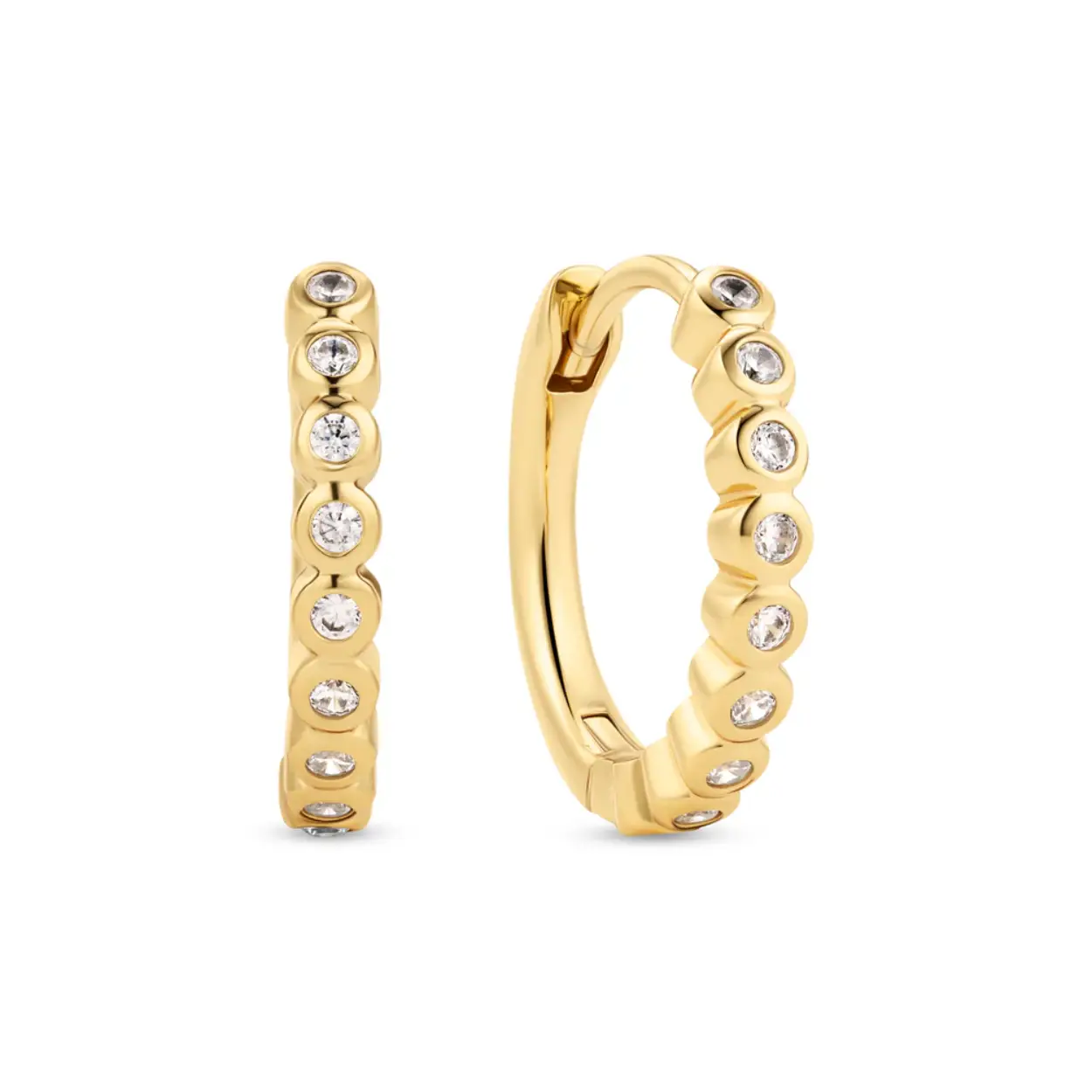 EARRINGS SARZANA 18K GOLD PLATED, WITH WHITE ZIRCONIA.
