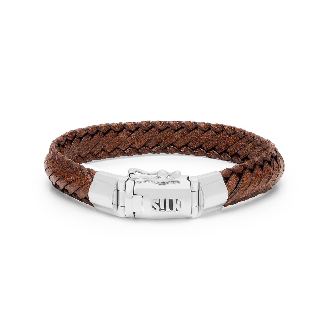 Silk Jewellery Armband Leer/Zilver BOLD Collectie 760BRN.21
