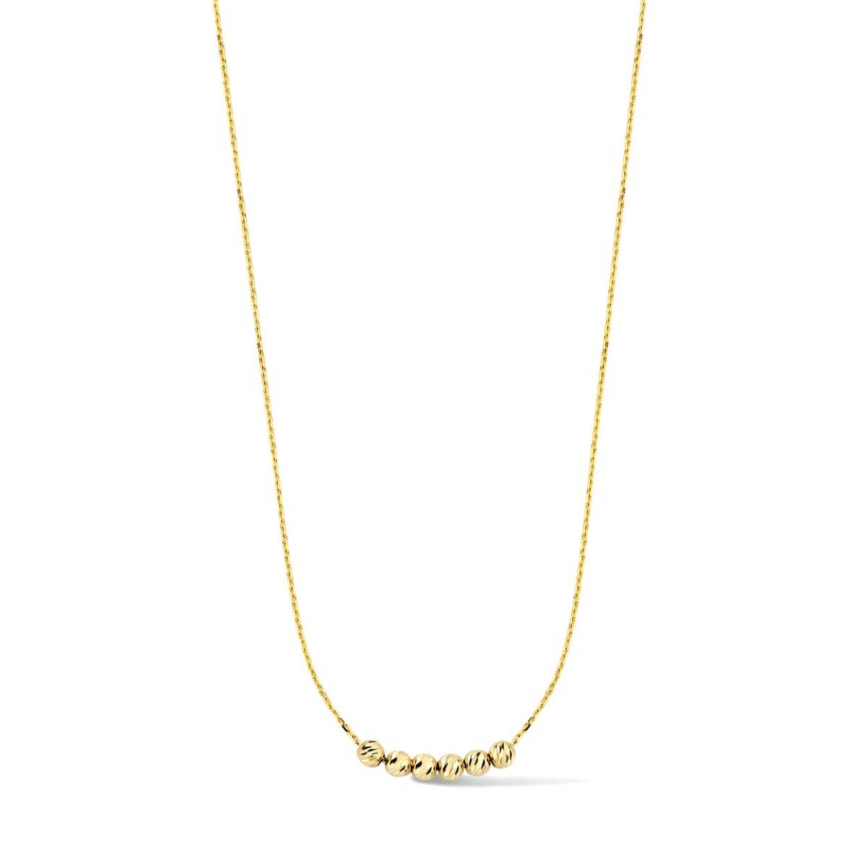 14k Geelgouden collier uitgevoerd met bolletjes. 