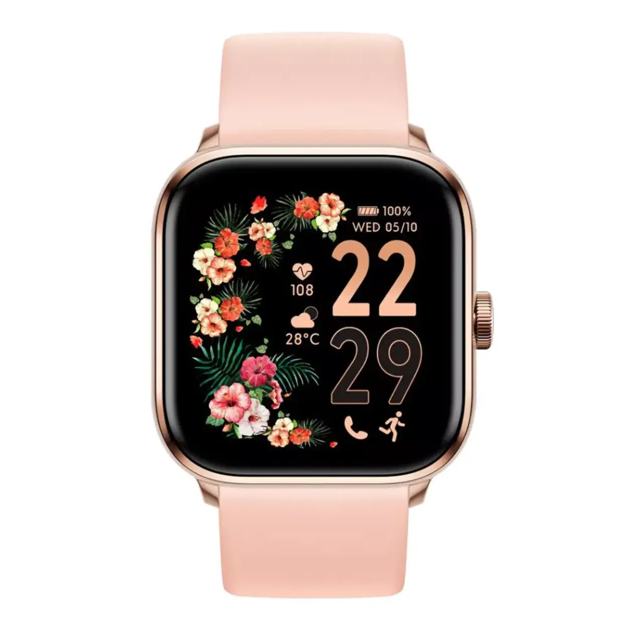 Op zoek naar een stijlvolle en trendy smartwatch? Dan is de ICE WATCH SMART 2.0 in de kleuren rose-gold en nude de perfecte keuze voor jou! Met een digitale tijdaanduiding en een quartz uurwerk ben je altijd bij de tijd.

De vierkante behuizing van 36 mm in rose goud aluminium geeft deze smartwatch een luxe uitstraling. De zwarte wijzerplaat en het plexiglas maken het geheel helemaal af. De roze siliconen band zorgt voor een comfortabele pasvorm en een trendy look.

Naast de tijdweergave beschikt deze smartwatch ook over een handige datumweergave. Dankzij de IP 68 waterdichtheid hoef je je geen zorgen te maken als je in de regen loopt of je handen wast. De gespsluiting zorgt ervoor dat de smartwatch stevig om je pols blijft zitten.

Enkele interessante functies: stappenteller, telefoneren, slaapanalyse, calorieteller, afgelegde afstand, hartslag monitor,...
