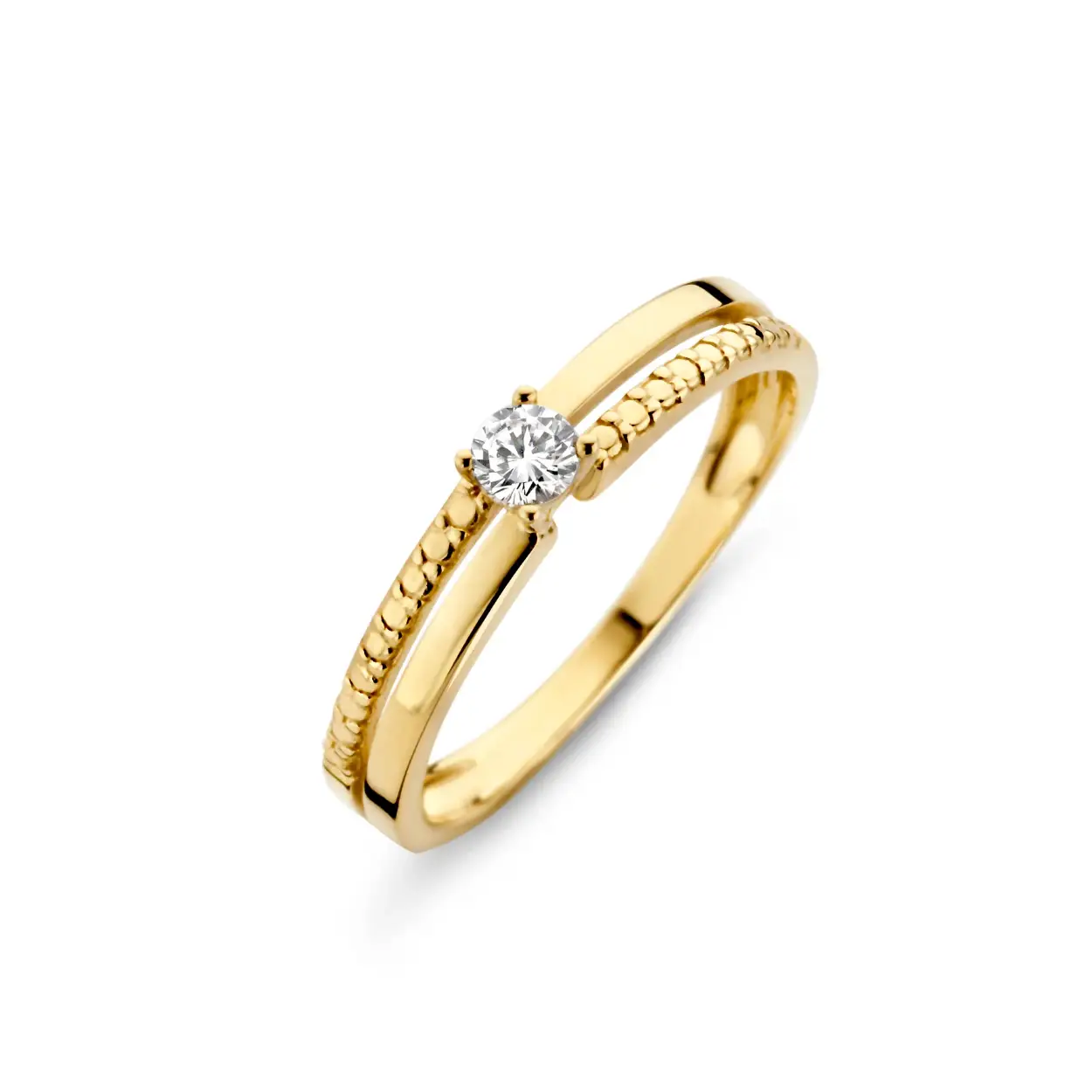 14 karaats geelgouden ring met zirkonia 