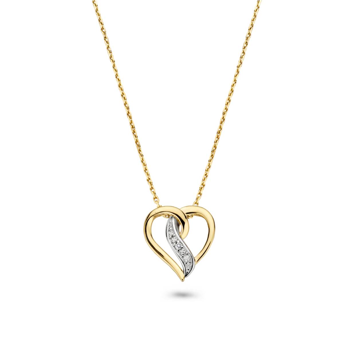 14 karaats gouden hanger hart met diamant (excl. collier)