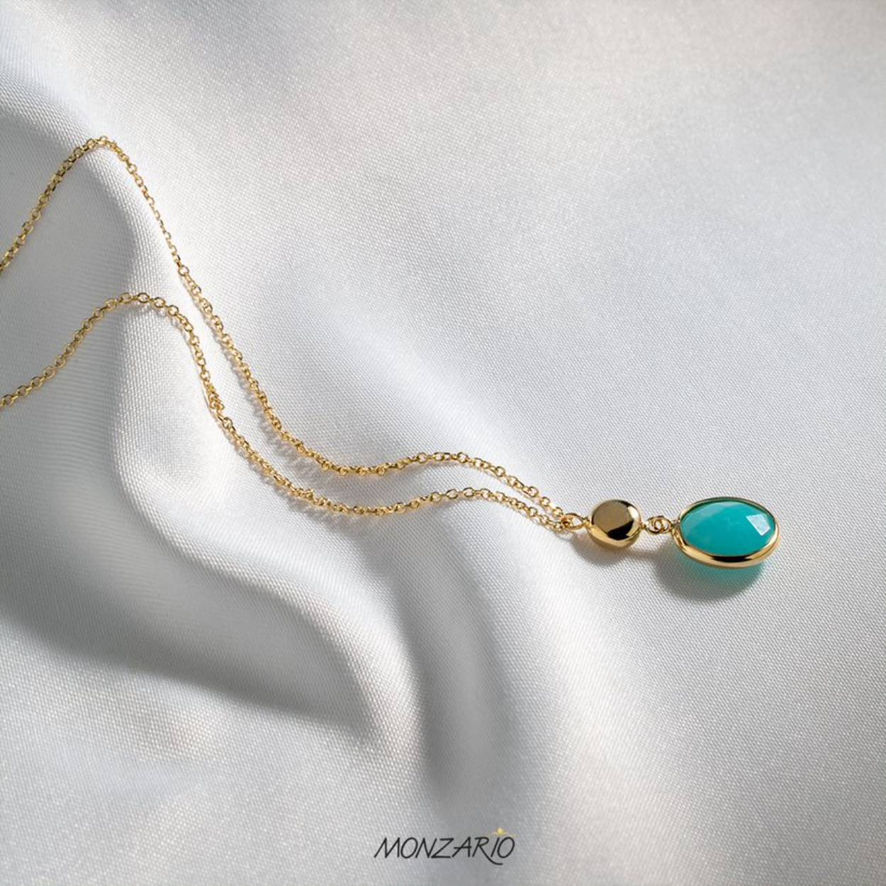 MONZARIO COLLIER 45 CM 14 KRT AQUAMARIJN