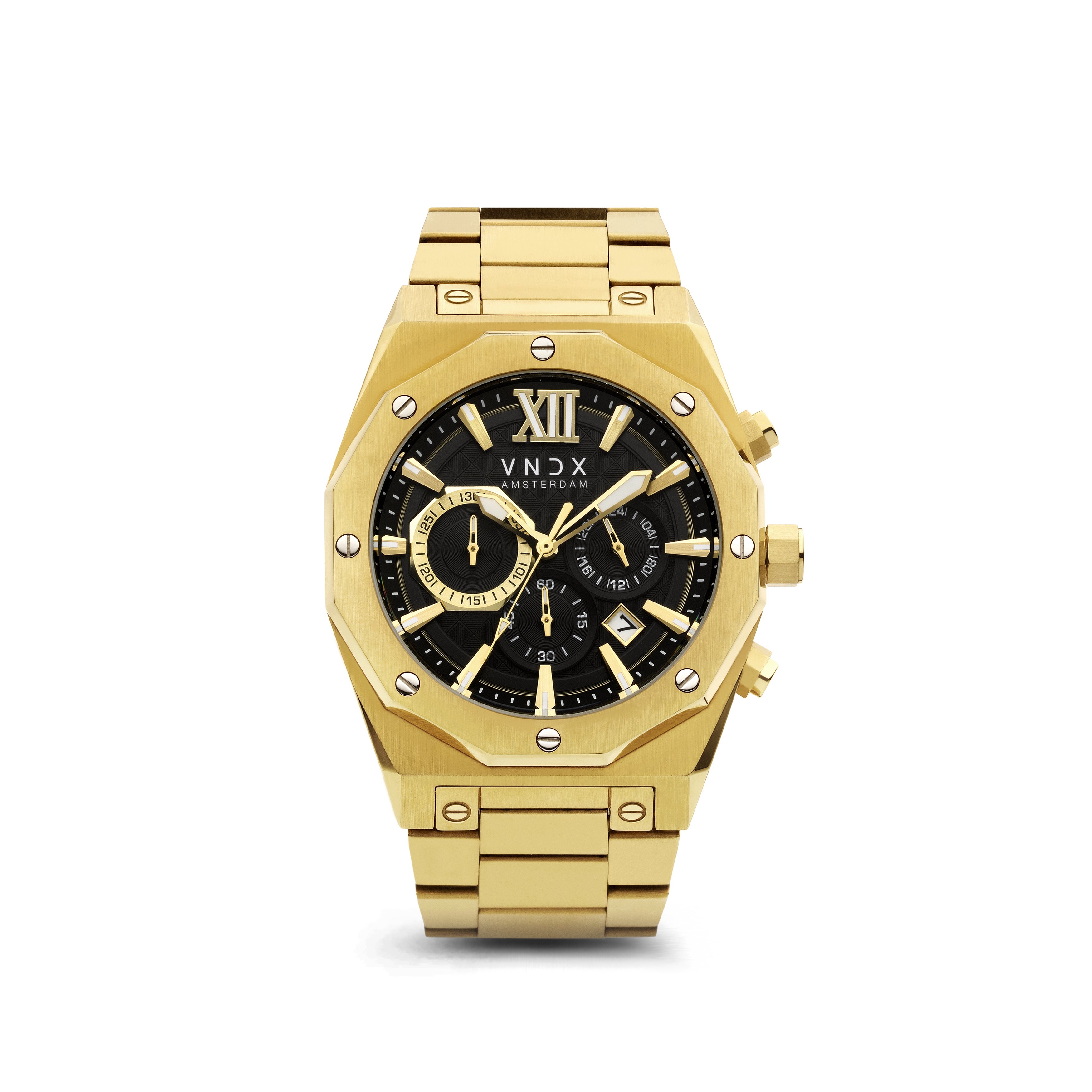 Dit stoere en uitgesproken horloge sluit perfect aan op wie jij bent! De mat geborstelde goud stalen band gecombineerd met de elegante zwarte wijzerplaat is de kroon op jouw outfit. Met deze stoere kleurencombinatie en het stijlvolle ontwerp gaat dit horloge je niet snel gaan vervelen!
