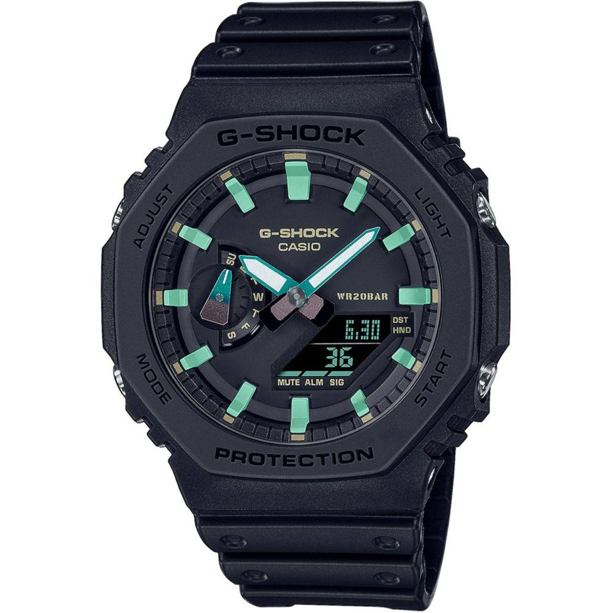 Dit G-Shock horloge heeft een Met carbon versterkt kunststof kast met een diameter van 45 mm en is voorzien van een Kunststof band. In de kast bevindt zich een Casio kwaliteitsuurwerk en is afgewerkt met Mineraalglas.

Het horloge is 20ATM. Dit betekent dat het horloge geschikt is voor diepzeeduiken. Verder wordt het horloge geleverd met 2 jaar garantie.
